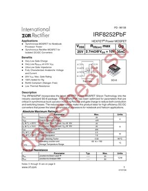 IRF8252PBF datasheet  